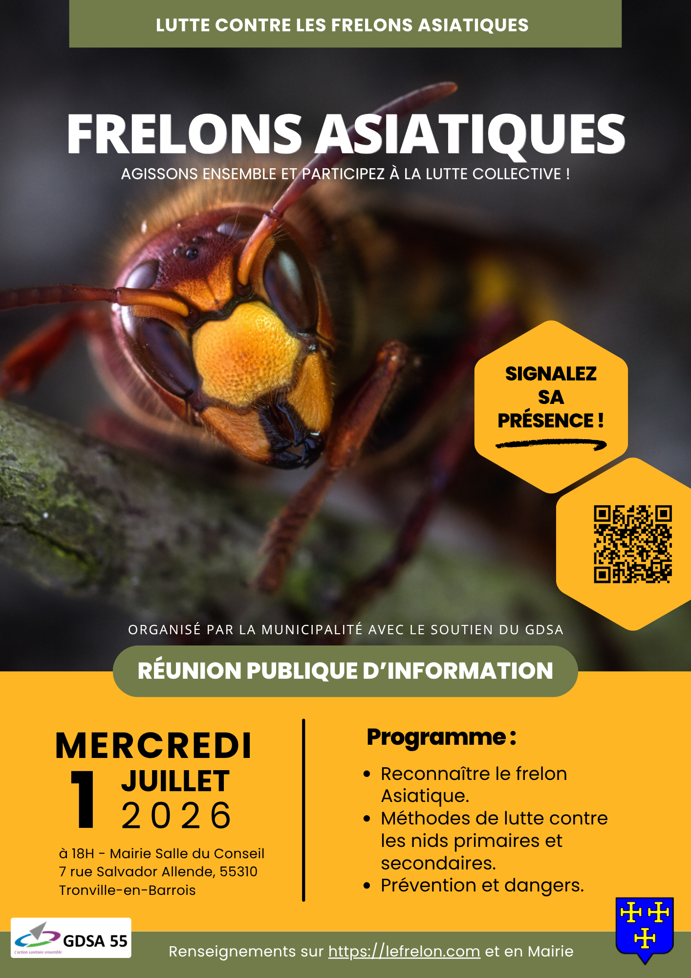 Affiche Réunion Information Lutte Frelons Asiatiques
